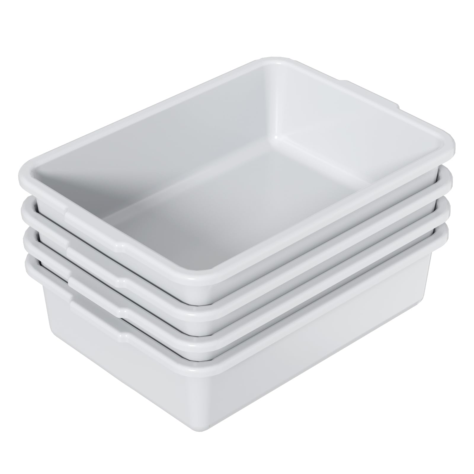 13L Commercial Bus Box & Utility Dish Wash Basin Tub - 4 Pack Set for Restaurants, Food Trucks, and Catering Services