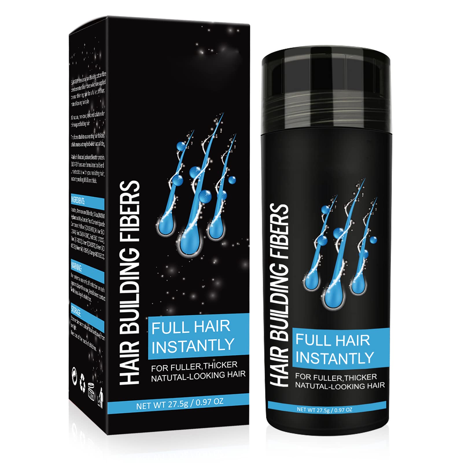 Best Hair Building Fibers for Thinning Hair - Instant Hair Loss Concealer Spray for Men & Women (Black) | Natural-Looking Coverage for Bald Spots & Receding Hairlines - Perfect for Daily Use, Special Occasions & Confidence Boosting