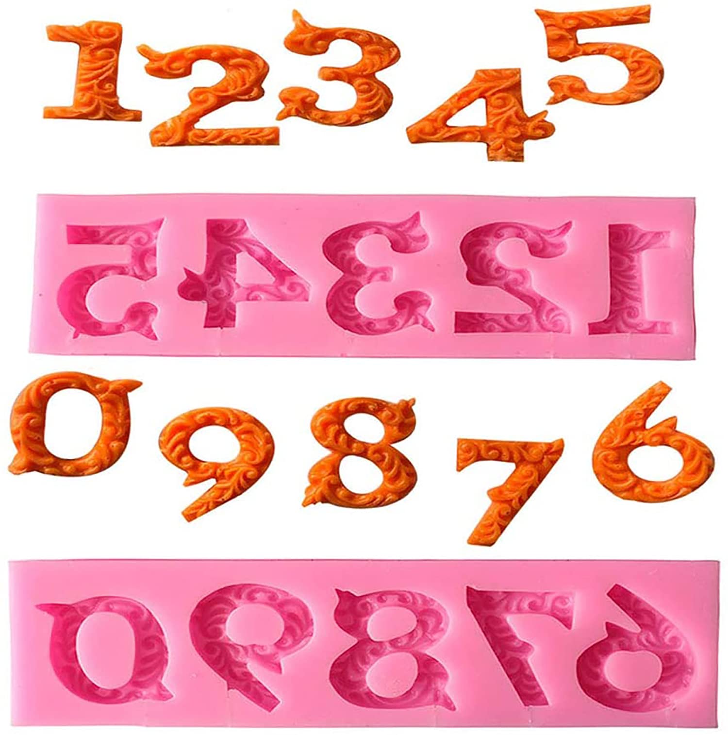 0-9 3D Embossed Silicone Number Molds Set with Stick Hole for DIY Baking - Fondant, Chocolate, Candy, Lollipop, Soap, Cupcake Decorations | Perfect for Birthday Cakes, Desserts, Ice Cubes, Clay Crafts & Plaster Projects