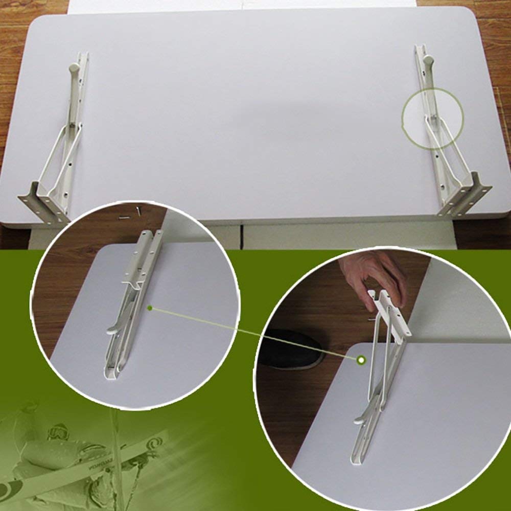 Foldable Wall-Mounted Computer Desk - Space Saving Drop Leaf Laptop Table with Storage | White Durable Study Desk for Small Spaces, Home Office & Dining Use