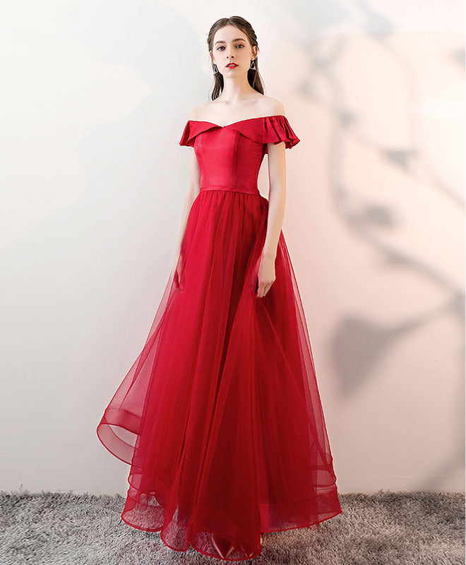 Elegant Burgundy Tulle Long Prom Dress | Formal Evening Gown for Women | Perfect for Homecoming, Prom Night & Special Occasions