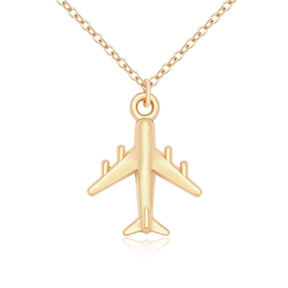 NOUMANDA 14K Gold Plated Airplane Pendant Necklace for Women - Dainty Minimalist Charm Jewelry - Perfect for Travel Gifts, Birthday Presents & Everyday Wear