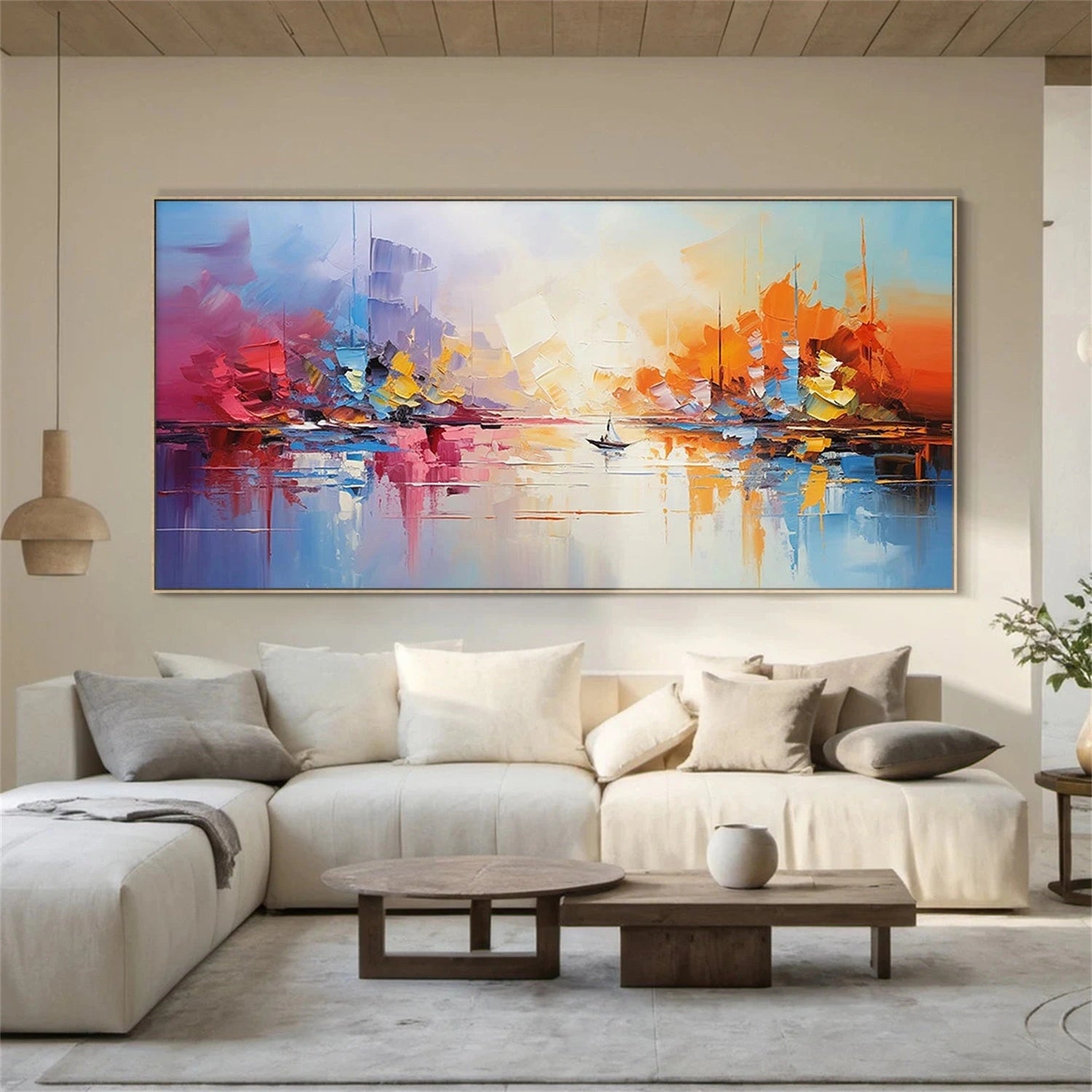 Abstract Painting #AB 303 - Modern Wall Art Decor for Living Room, Bedroom & Office - Handmade Canvas Artwork