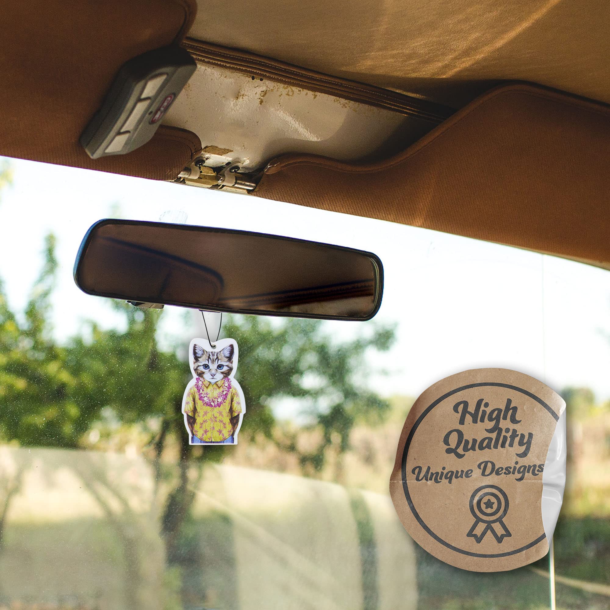 Funny Dog Car Air Freshener with Essential Oils - Cute Pet Scented Hanging Decor for Cars, Home & Office - Eliminates Odors (Cat Lover Version)