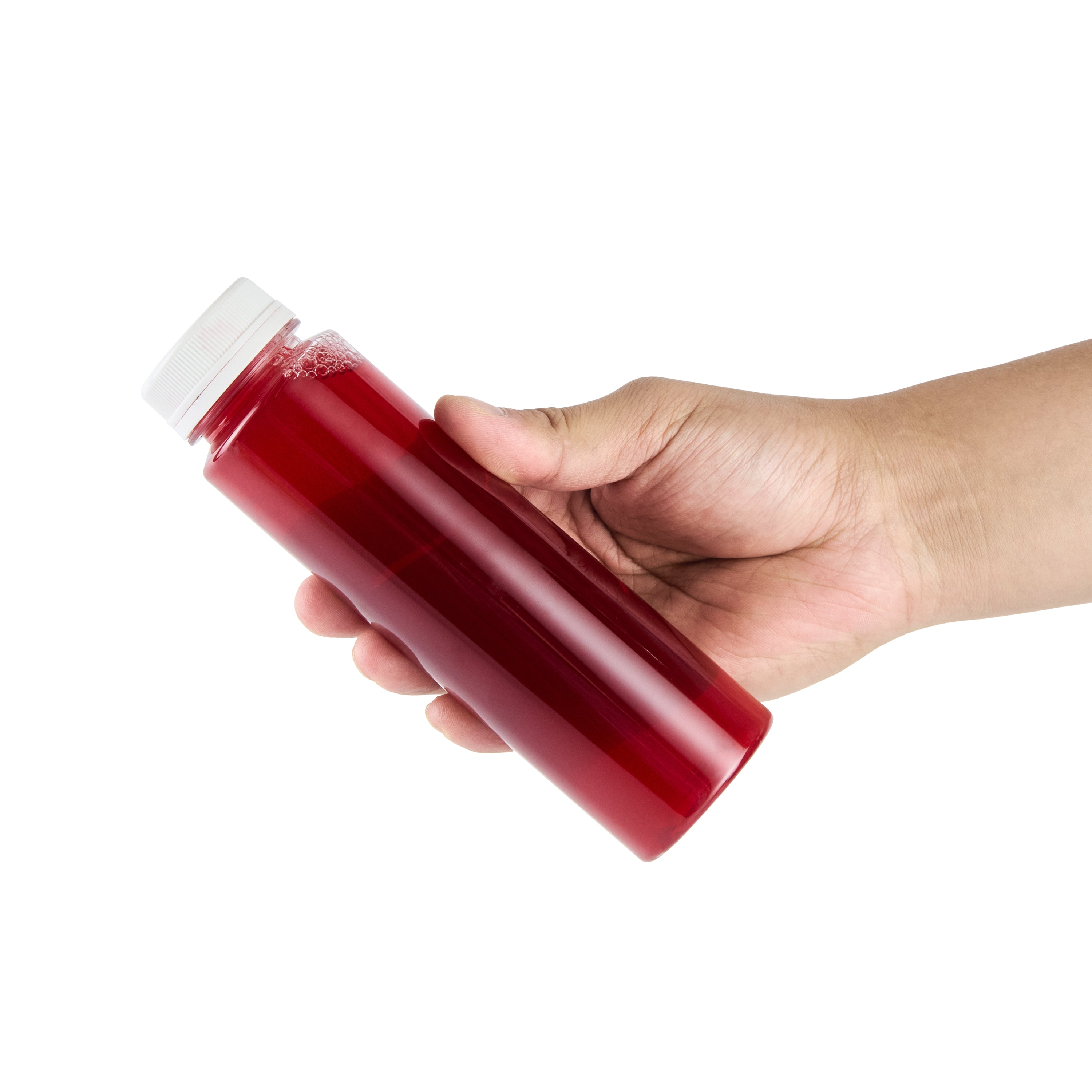 8 oz Round Clear Plastic Cold Pressed Juice Bottles with Safety Cap - 2 x 2 x 6.75 Inches - Pack of 100 - Perfect for Fresh Juices, Smoothies, and Healthy Beverages at Home or Retail Stores