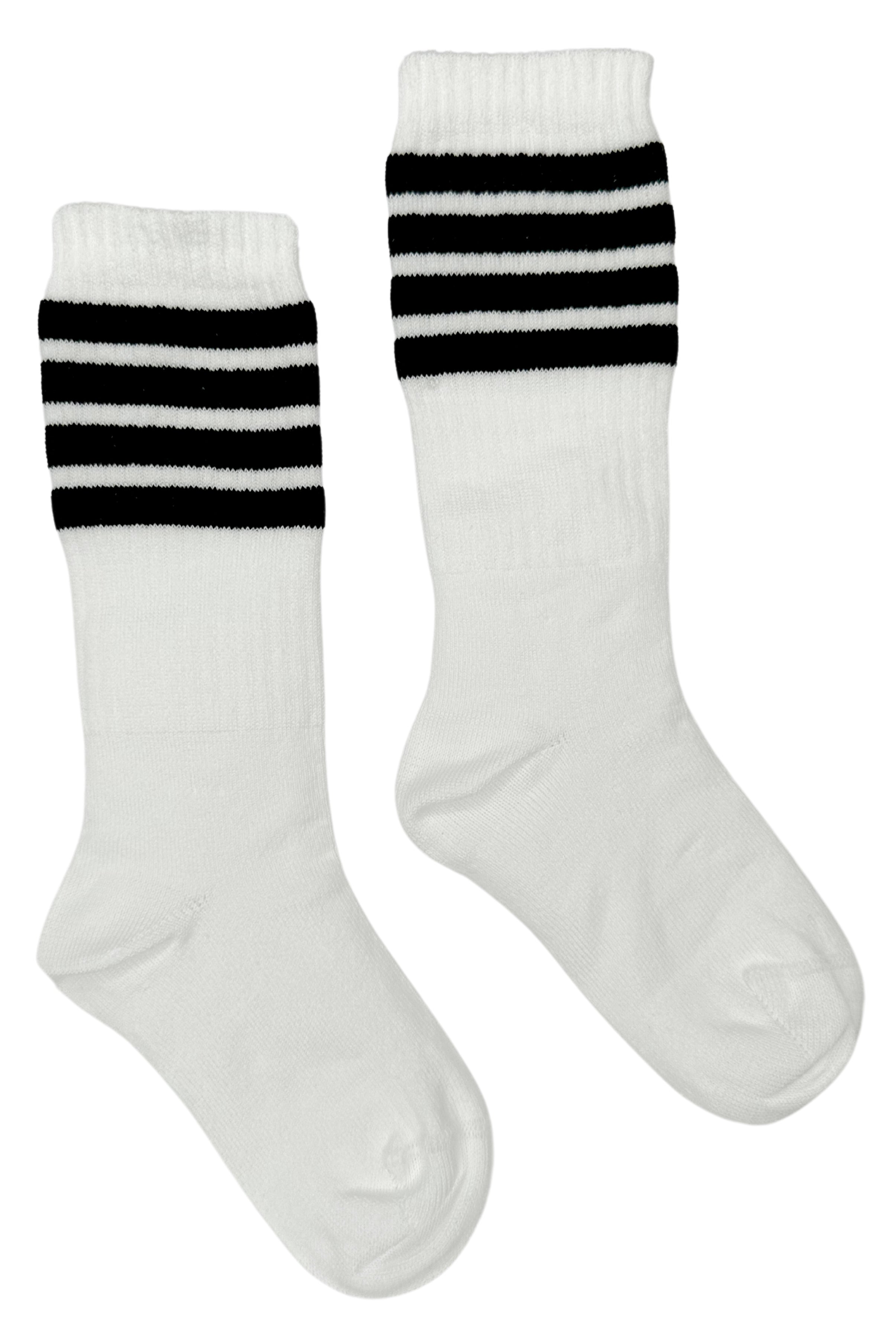 Black Stripe Knee High Sport Socks for Running, Basketball & Workout - Compression Athletic Socks for Men & Women