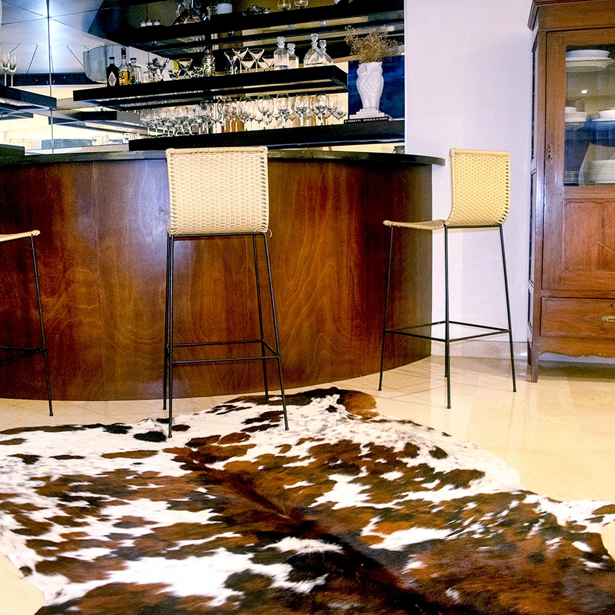 Premium Genuine Cowhide Rug - Natural Leather Hide Rugs for Living Room & Bedroom - Authentic Tricolor Cowhide Rug Collection - Rustic Home Decor & Western Style Interior Design - Perfect for Farmhouse, Cabin, or Ranch Style Homes