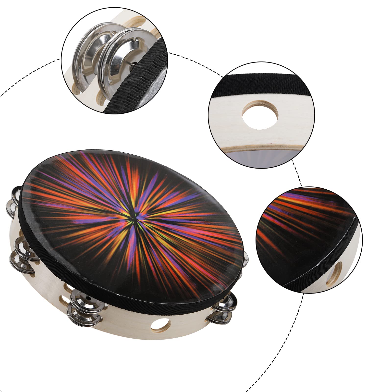 ZEAYEA 2 Pack Handheld Tambourine Set - 8 Inch & 10 Inch Double Row Jingle Percussion Instrument for Kids, Adults, Church & Music Education - Perfect for Games, Parties, Worship & Classroom Activities