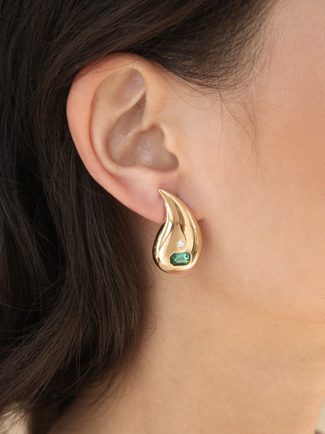 Emerald Droplet Earrings - Elegant Green Gemstone Dangle Earrings for Women | Perfect for Weddings, Parties & Special Occasions