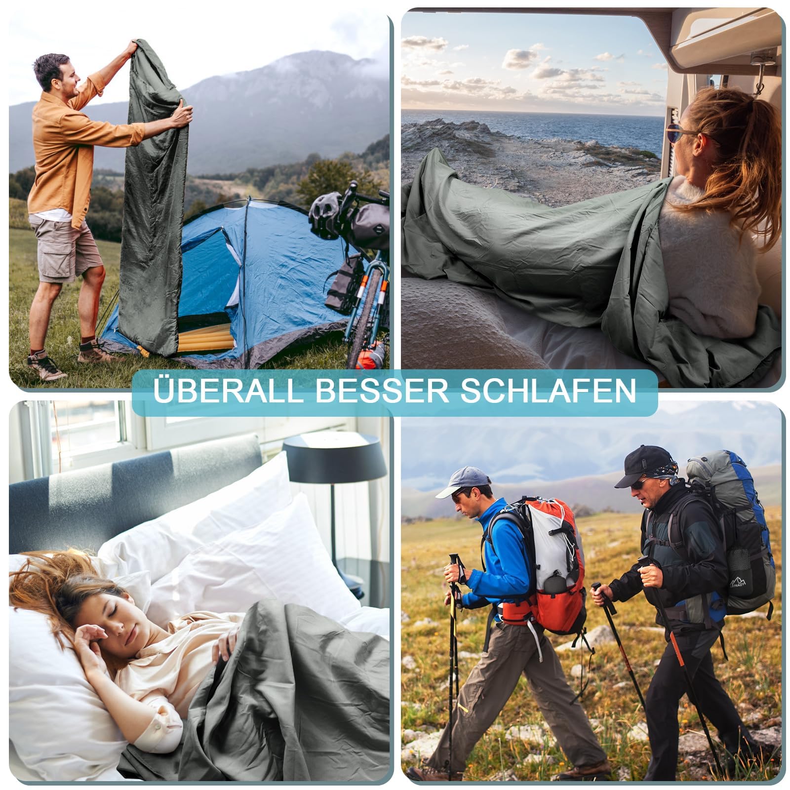 Lightweight Adult Sleeping Bag Liner - Portable Travel Sheet & Camping Sack for Hostels, Hiking & Outdoor Adventures | Breathable Single Sleep Sack for Backpacking, Camping & Travel