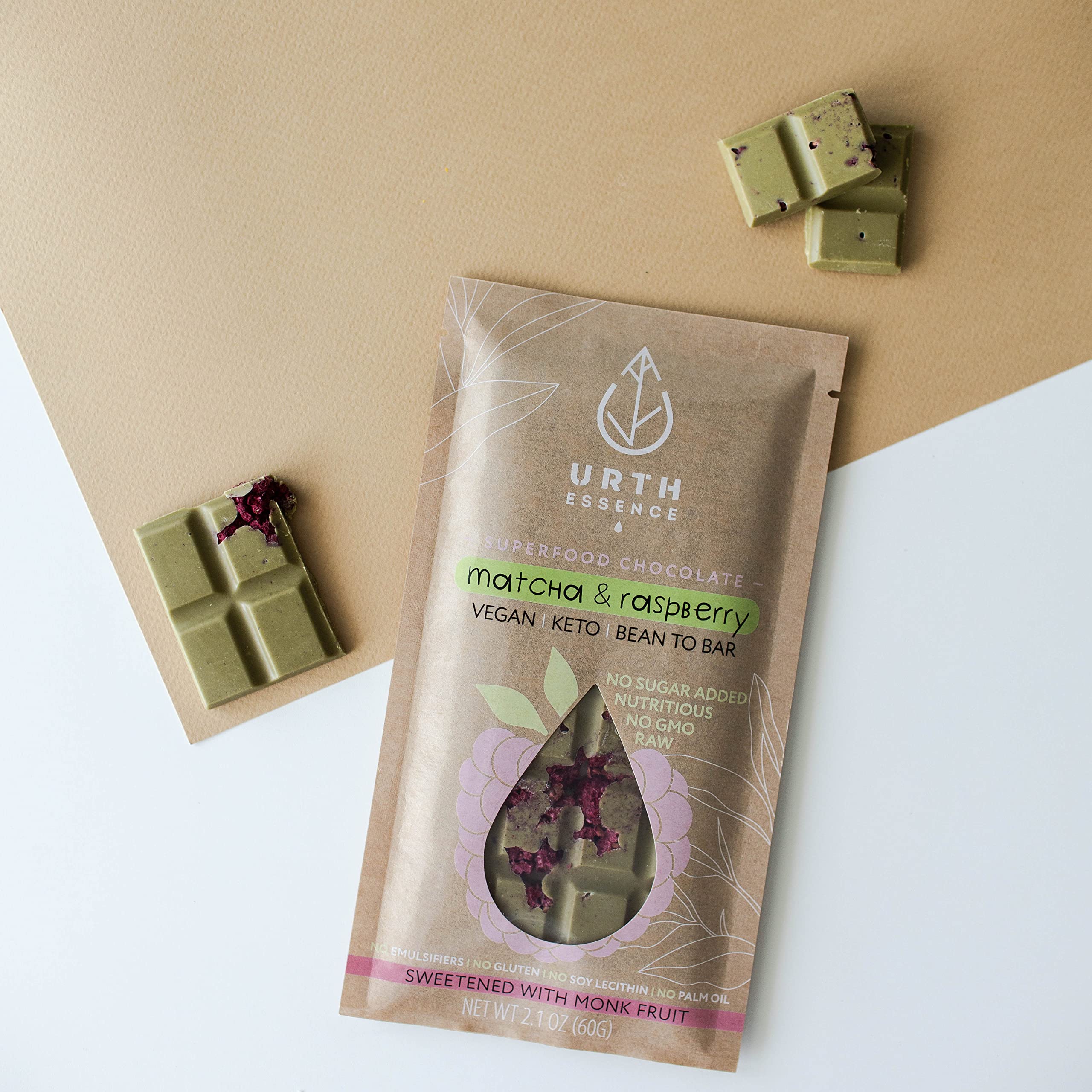Sugar Free Vegan Chocolate Bars - Keto Friendly, Dairy Free, Organic White Chocolate Matcha Raspberry | Healthy Snack for Keto Diet, Vegan Gifts & Low Carb Lifestyle | Perfect for Dessert, Gifting & Weight Management