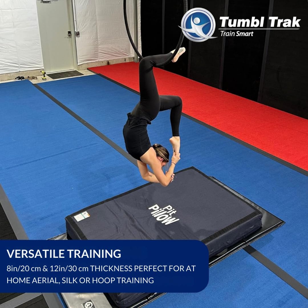 Tumbl Trak Pit Pillow Soft Mat with Denim Cover - Gymnastics Training Mat for Home & Gym Use - Perfect for Tumbling, Cheerleading & Yoga Practice