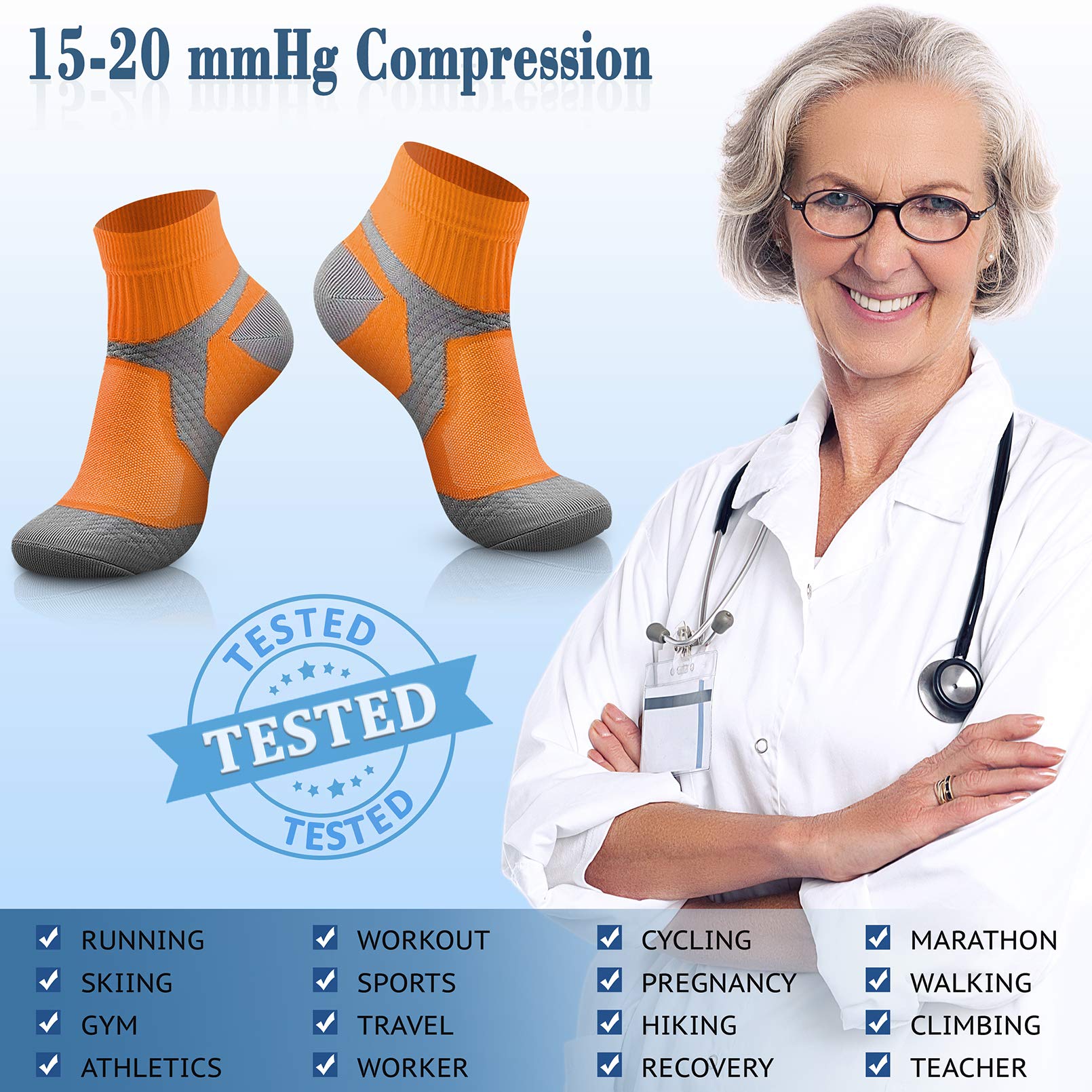 CHARMKING 15-20 mmHg Compression Socks for Women & Men - Best for Running, Cycling, Nursing & Daily Wear - Improve Blood Circulation & Reduce Leg Fatigue (Ideal for Athletes, Travelers & Professionals)