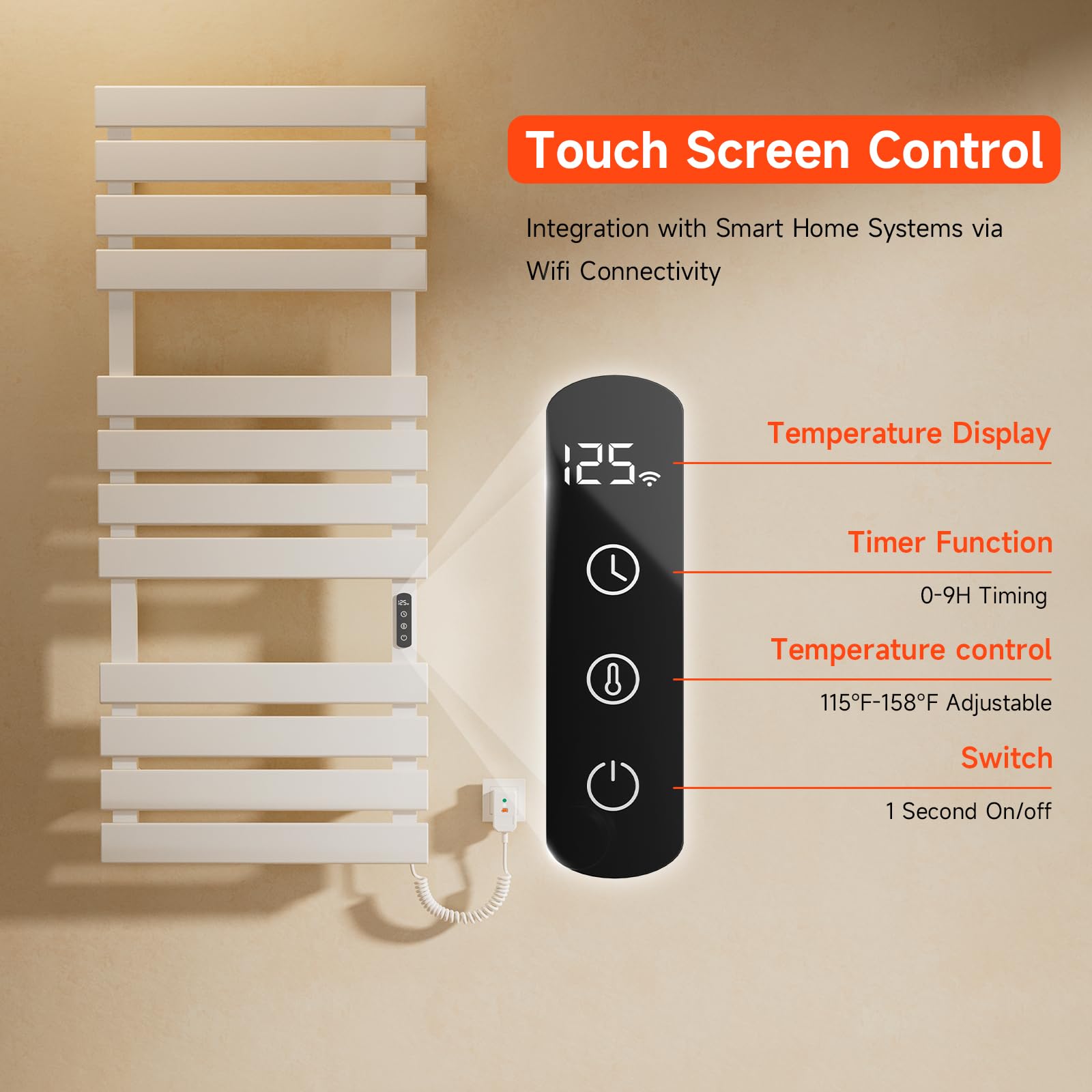 WiFi Heated Towel Warmer Rack - 51 x 22 Inch Electric Towel Warmer for Bathroom with Timer & LED Indicator, 492W Wall Mounted White Towel Rack - Perfect for Spa, Luxury Bathrooms and Cold Weather Comfort