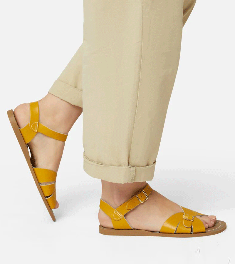 Saltwater Classic Mustard Sandals for Women - Comfortable & Stylish Beach Footwear for Summer, Poolside, and Casual Outings