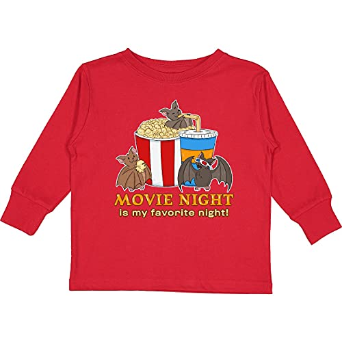Movie Night is My Favorite Night Bats with Toddler Long Sleeve T-Shirt | Cute Family Matching Pajamas for Cozy Movie Nights at Home