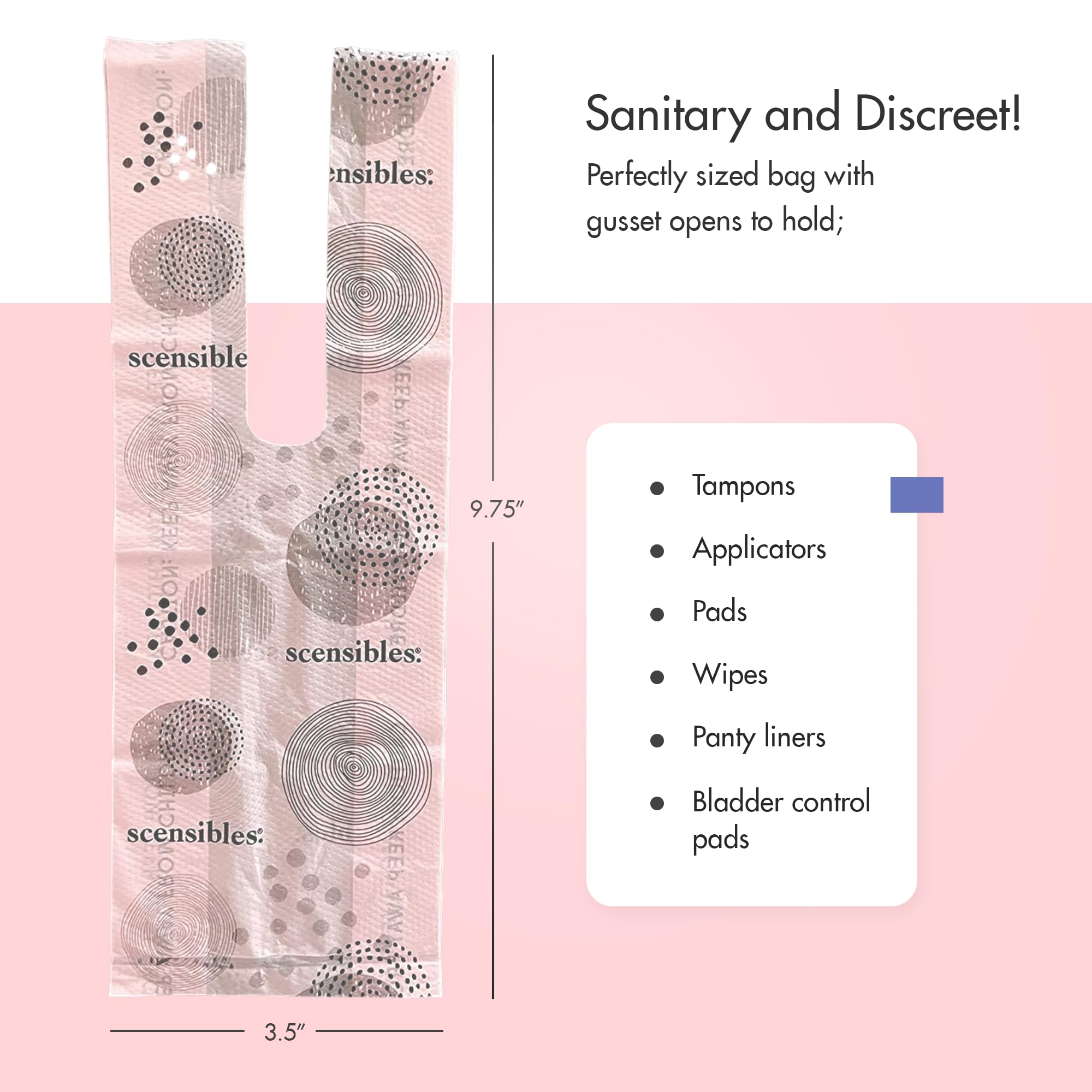 Eco-Friendly Disposal Bags for Menstrual Products - 50 Count Refill Box - Biodegradable Waste Bags for Tampons, Pads & Panty Liners | Perfect for Travel, Home & Public Restroom Hygiene