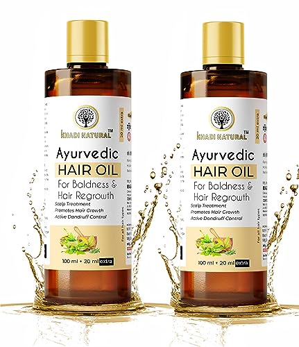 Khadi Natural Ayurvedic Hair Oil 120ml - Organic Herbal Treatment for Strong, Healthy Hair Growth | Pack of 2 | Reduces Hair Fall & Adds Shine | Perfect for Daily Hair Care & Scalp Massage