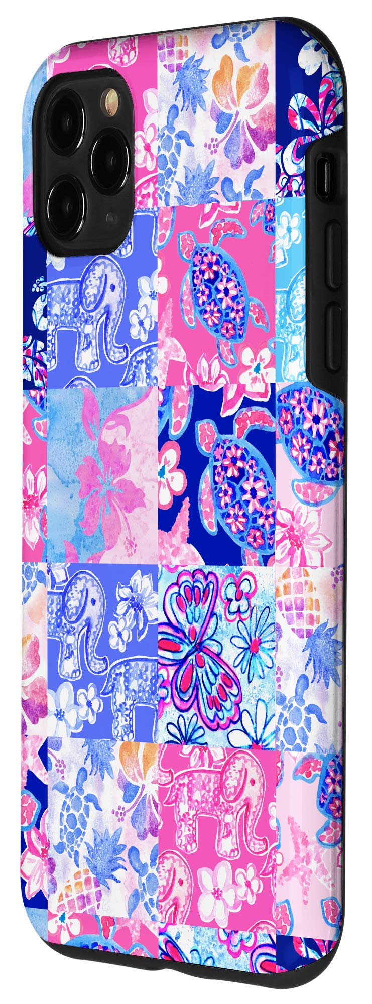 iPhone 11 Pro Max Case - Hawaiian Coconut Girl Preppy Style with Sea Turtle Patchwork Design | Trendy Protective Cover for Beach Vacation, Summer Outing & Boho Fashion Lovers
