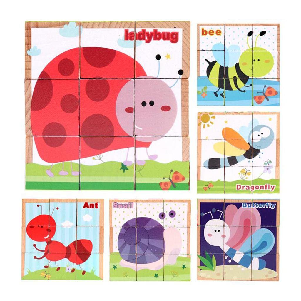 Enakshi Wooden Cube Puzzle - Montessori Educational Matching Toy for Kids with Insect Theme | Preschool Learning & Pretend Play | Handcrafted Wooden Toys for Toddlers & Children | Perfect for Classroom, Homeschooling & Early Childhood Development