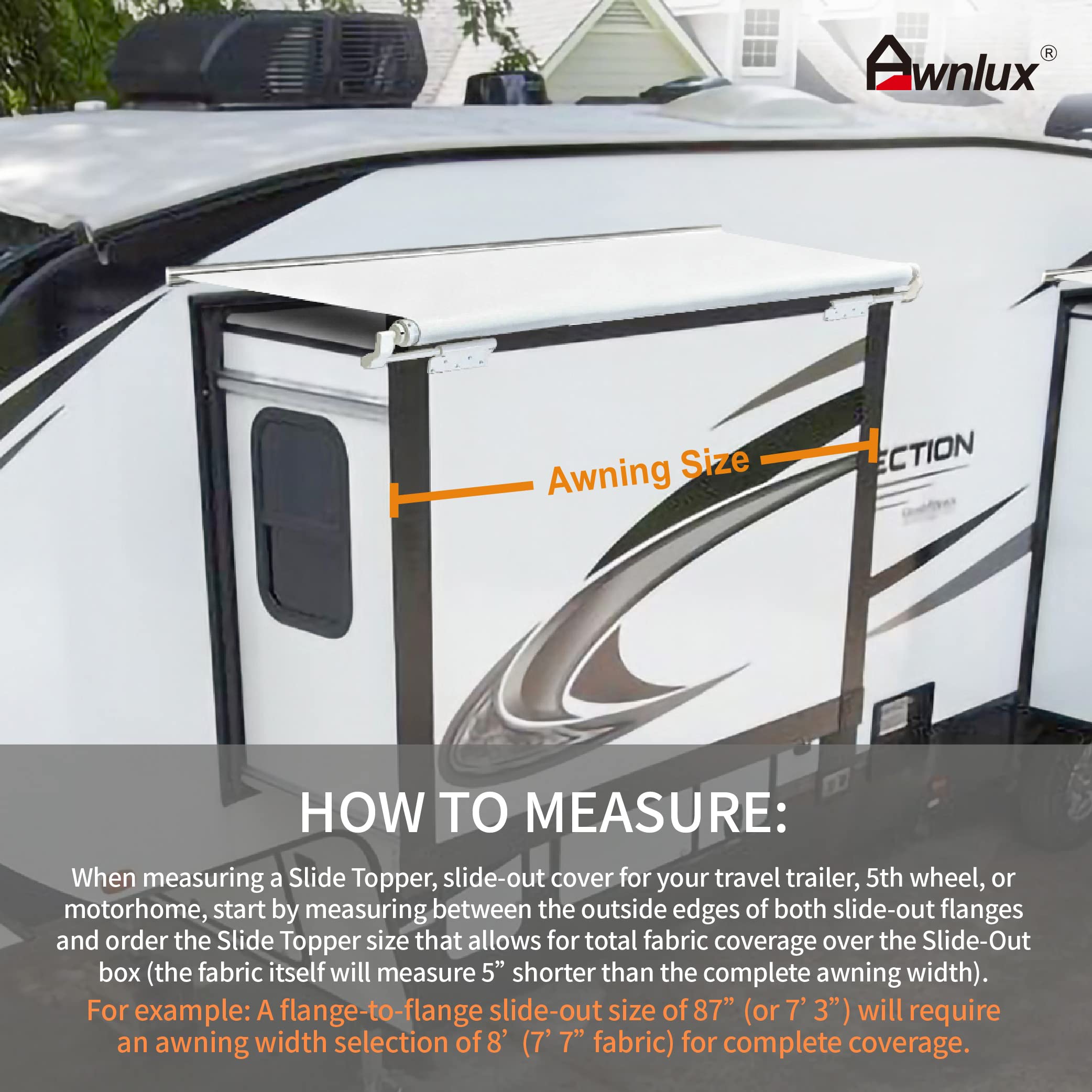 Awnlux White Modular Slide Topper Awning for RVs - 9'6