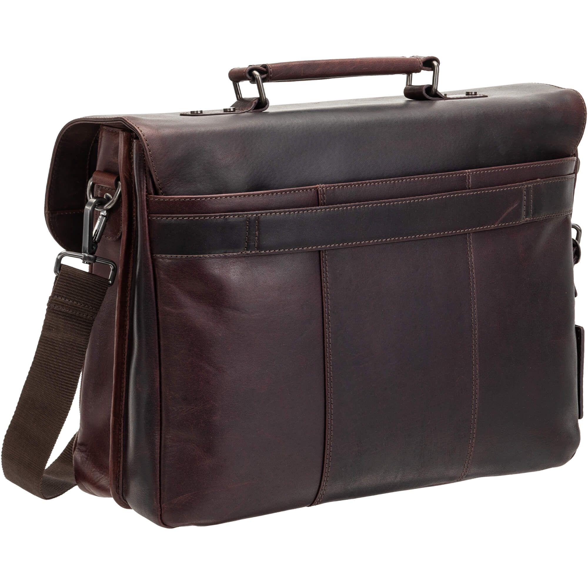 Mancini BUFFALO Professional Double Compartment Leather Briefcase for 15.6 Inch Laptop & Tablet - Business Travel & Office Work Accessory