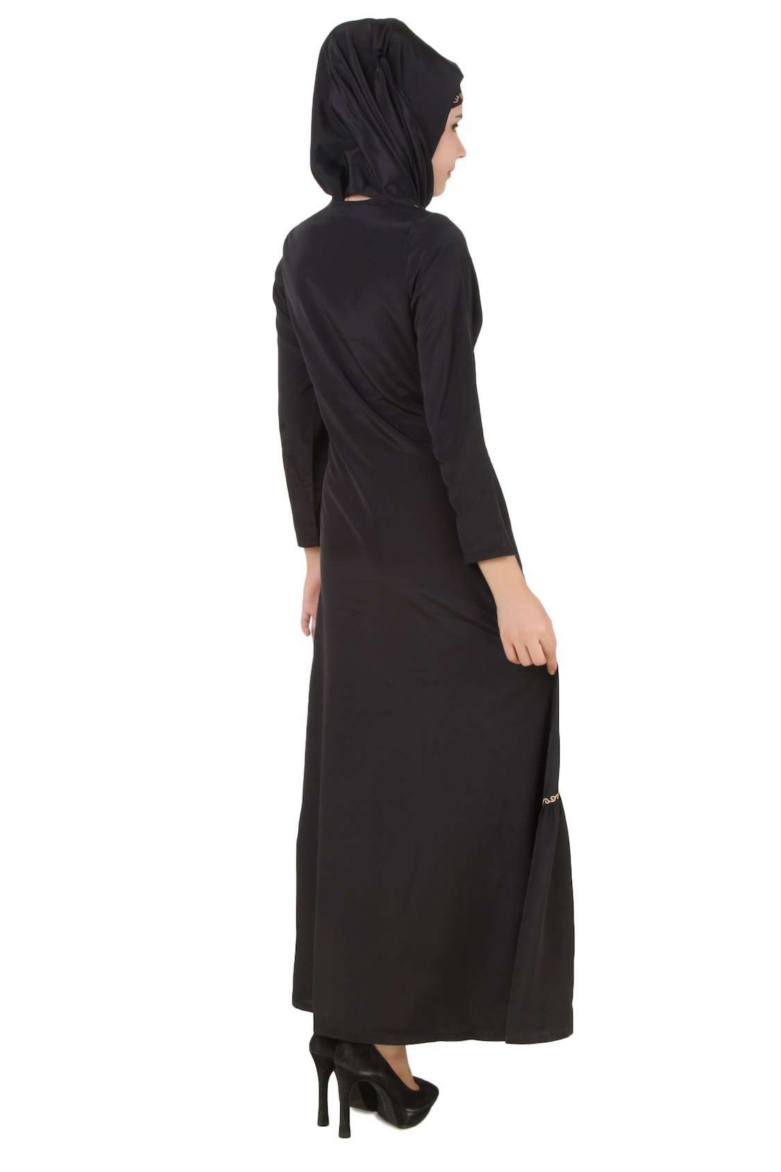 Fathima Black Nida Abaya - Elegant Muslim Prayer Dress for Women | Perfect for Prayer, Mosque & Special Occasions