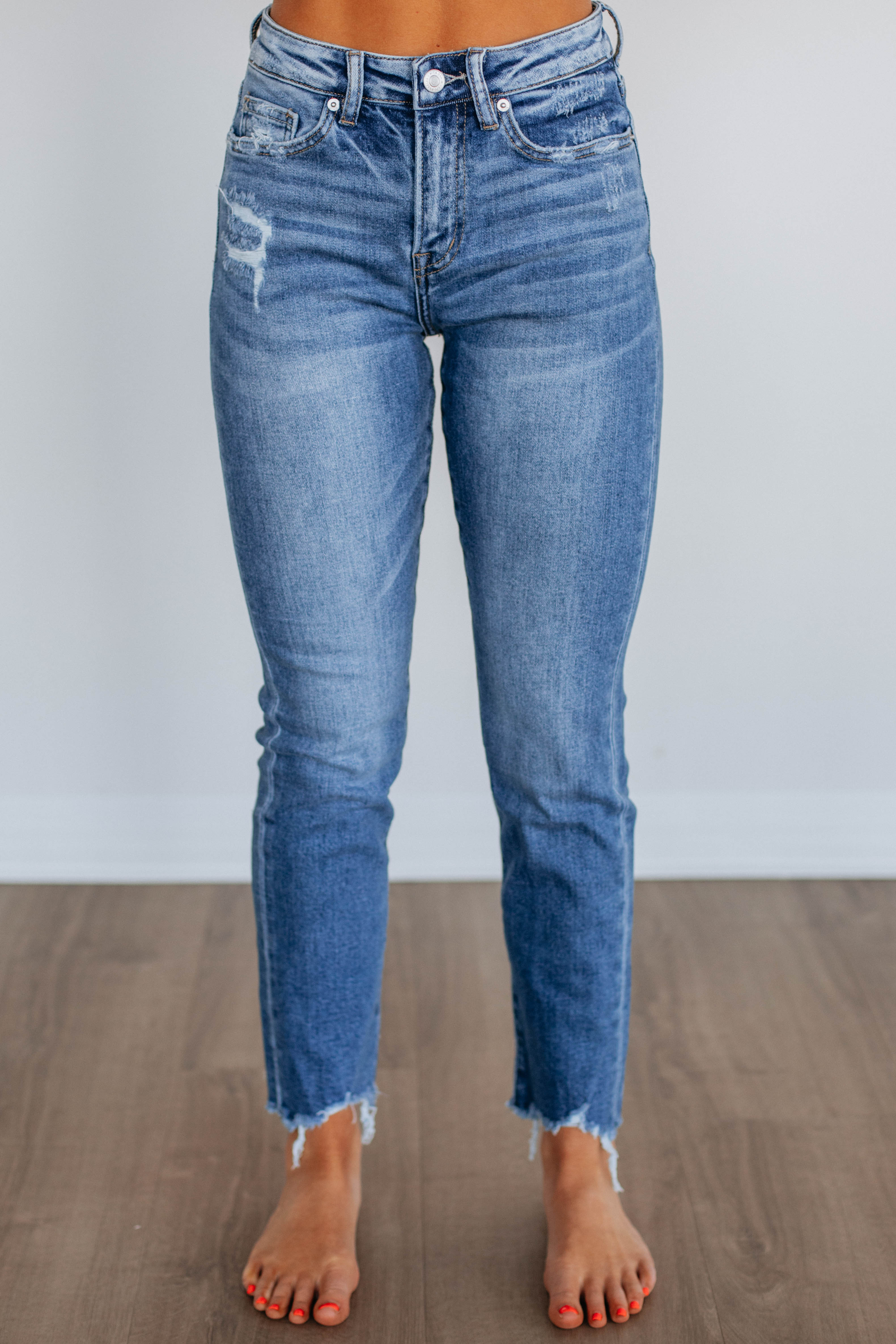 Jeniva Mica Jeans - Medium Wash Women's Denim Pants | High Waist Slim Fit Stretch Jeans for Casual Wear & Everyday Outfits