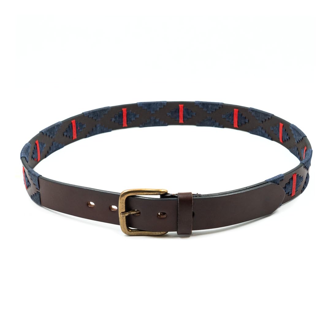 Premium Hand-Stitched Genuine Leather Polo Belt for Men - Classic Dress & Casual Style - Perfect for Office, Wedding & Everyday Wear