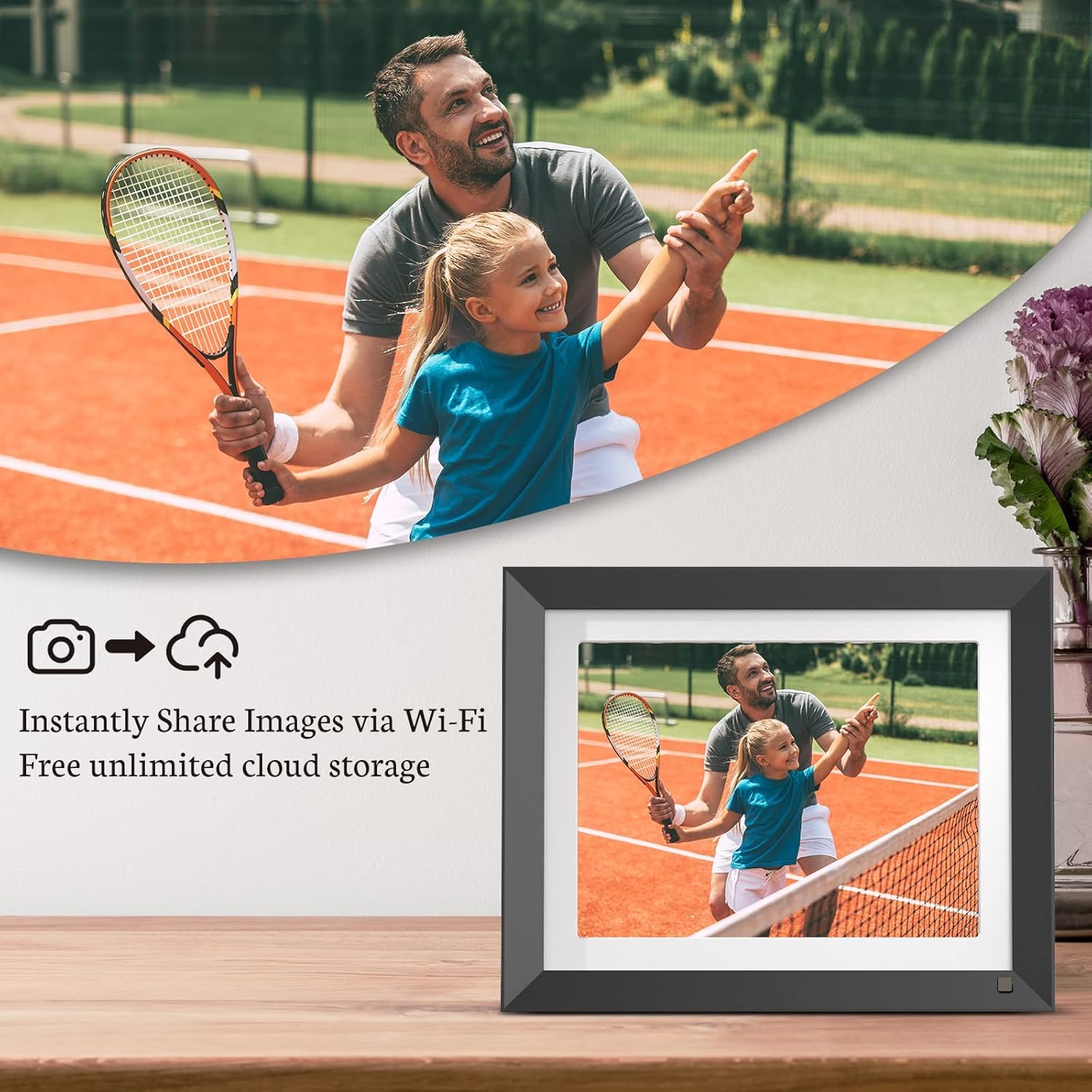 BSIMB 11 Inch 2K WiFi Digital Picture Frame with 32GB Storage - Dual Band Wireless Electronic Photo Frame for Easy Photo & Video Sharing via App/Email, Auto-Rotate Display - Perfect Gift for Home, Office & Family Memories