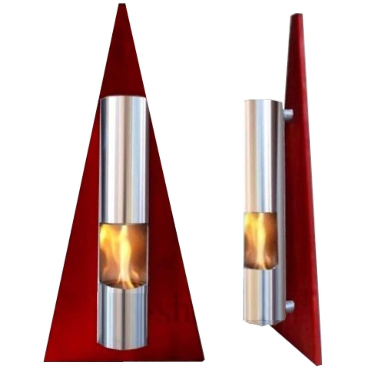 Pyramid Red Gel Ethanol Fireplace - Modern Tabletop Bio Ethanol Burner for Indoor/Outdoor Decoration, Patio, Garden, and Living Room Ambiance