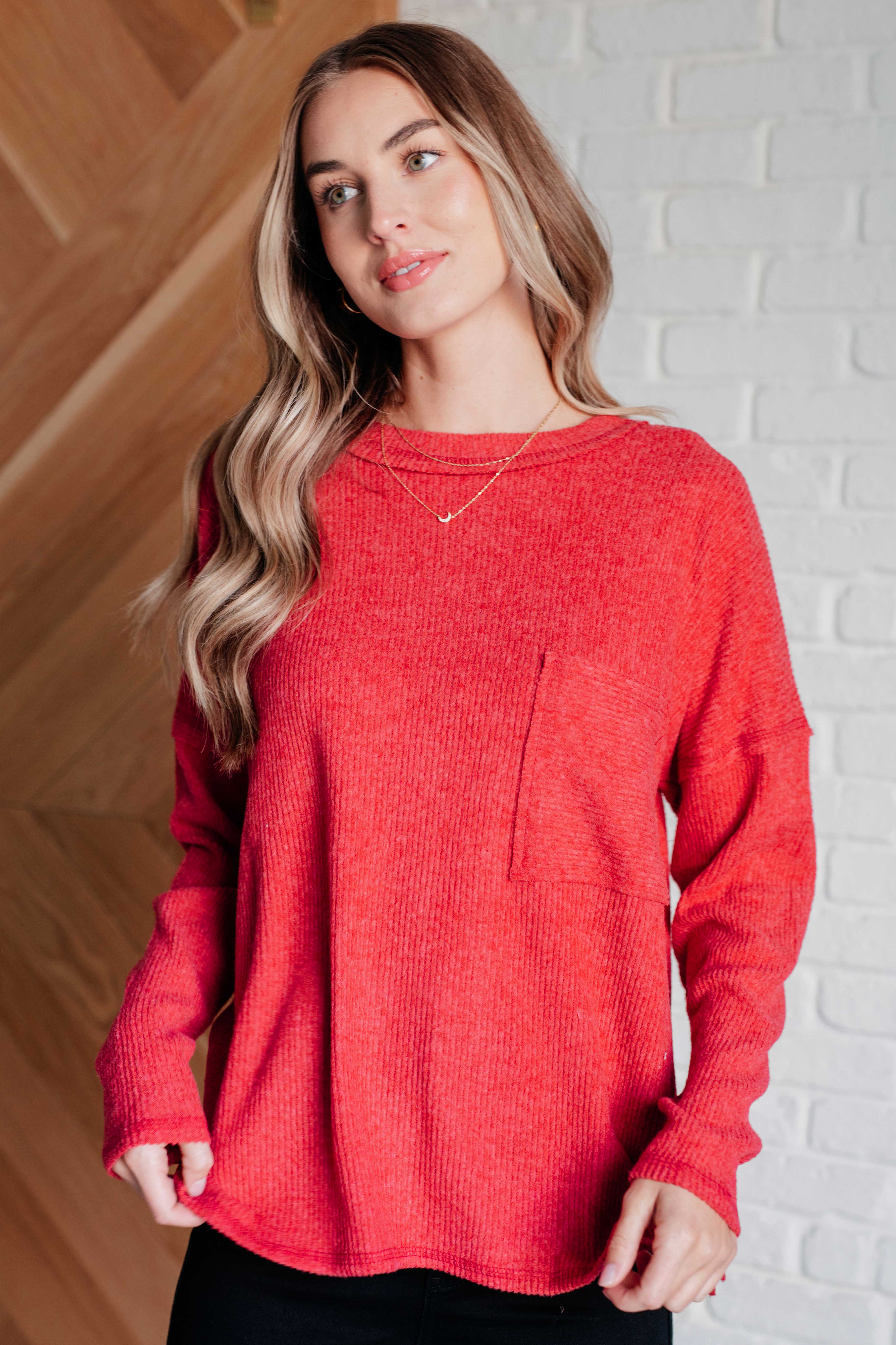 Dark Red Ribbed Knit Sweater for Women - Cozy Casual Pullover for Fall & Winter | Perfect for Office Wear, Date Nights & Weekend Outfits