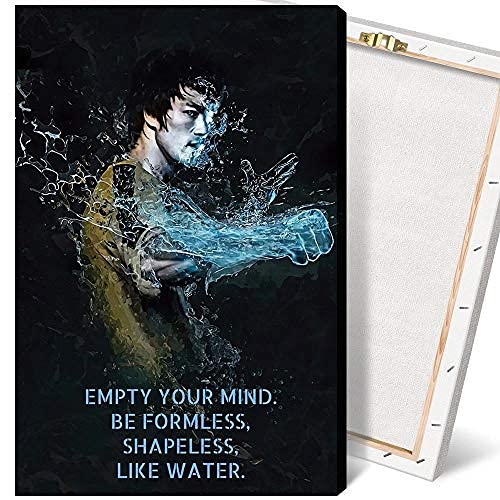 Bruce Lee Wall Art Canvas Print - Colorful 40x60cm Framed Poster for Bedroom & Living Room Decor | HD Water-Themed Martial Arts Home Decor | Perfect for Gym, Office or Man Cave Wall Decoration