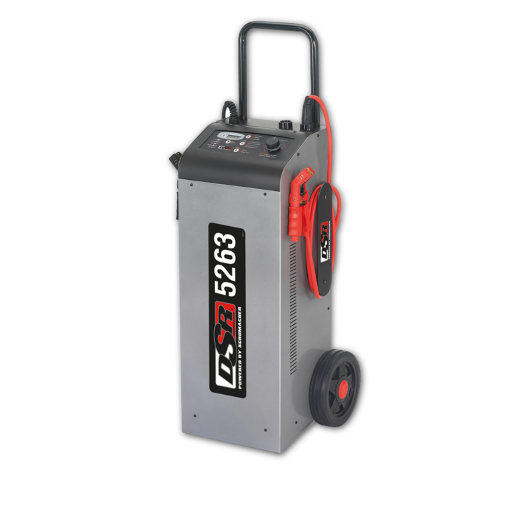 12V/24V 50A Heavy-Duty Wheeled Battery Charger for Cars, Trucks & RVs - Perfect for Garage, Auto Shop & Roadside Emergency Charging
