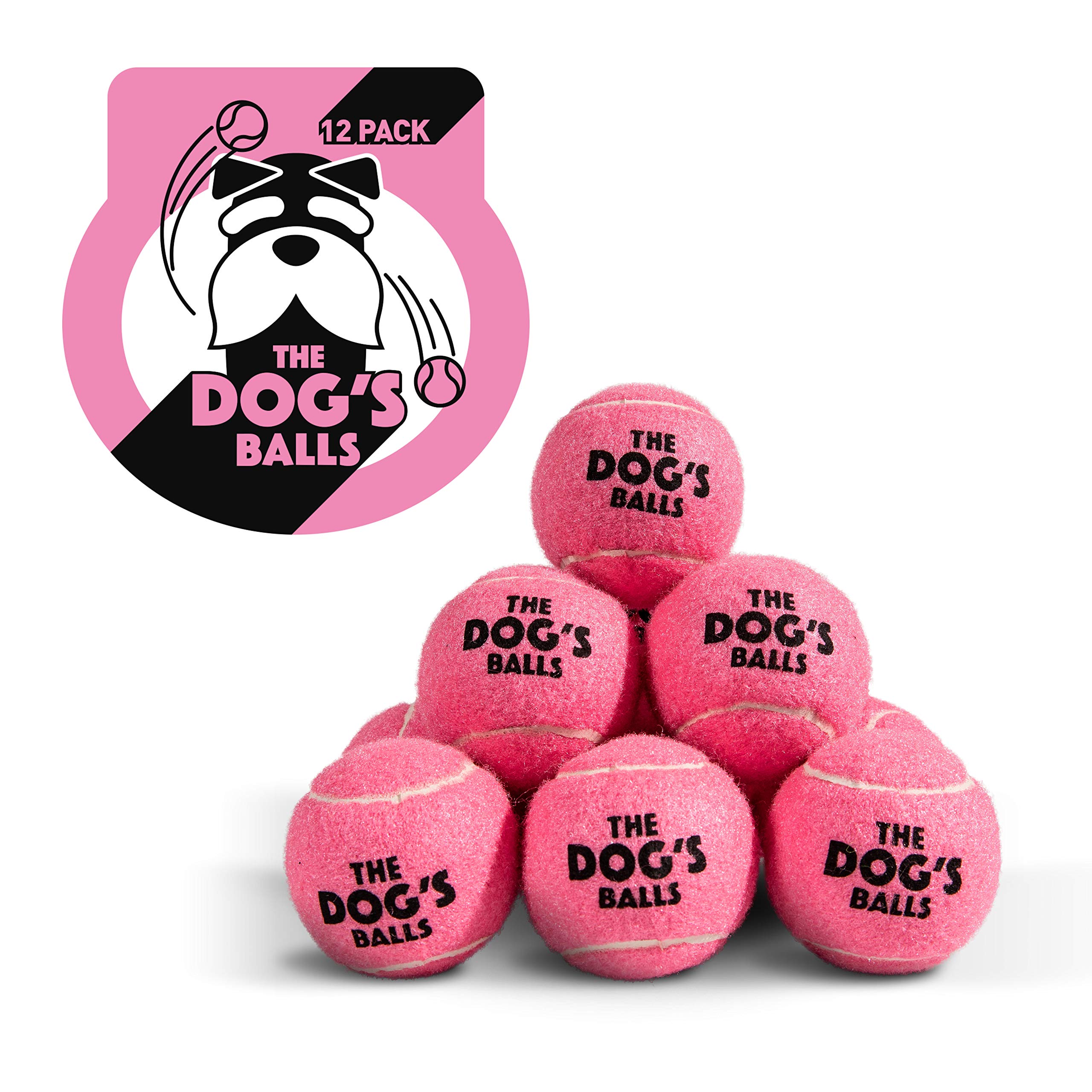 Durable Pink Dog Tennis Balls 12-Pack - Tough Chew-Proof Puppy Toys for Training, Fetch & Outdoor Play - Perfect for Large Dogs & Aggressive Chewers - Ideal for Park, Beach & Backyard Exercise