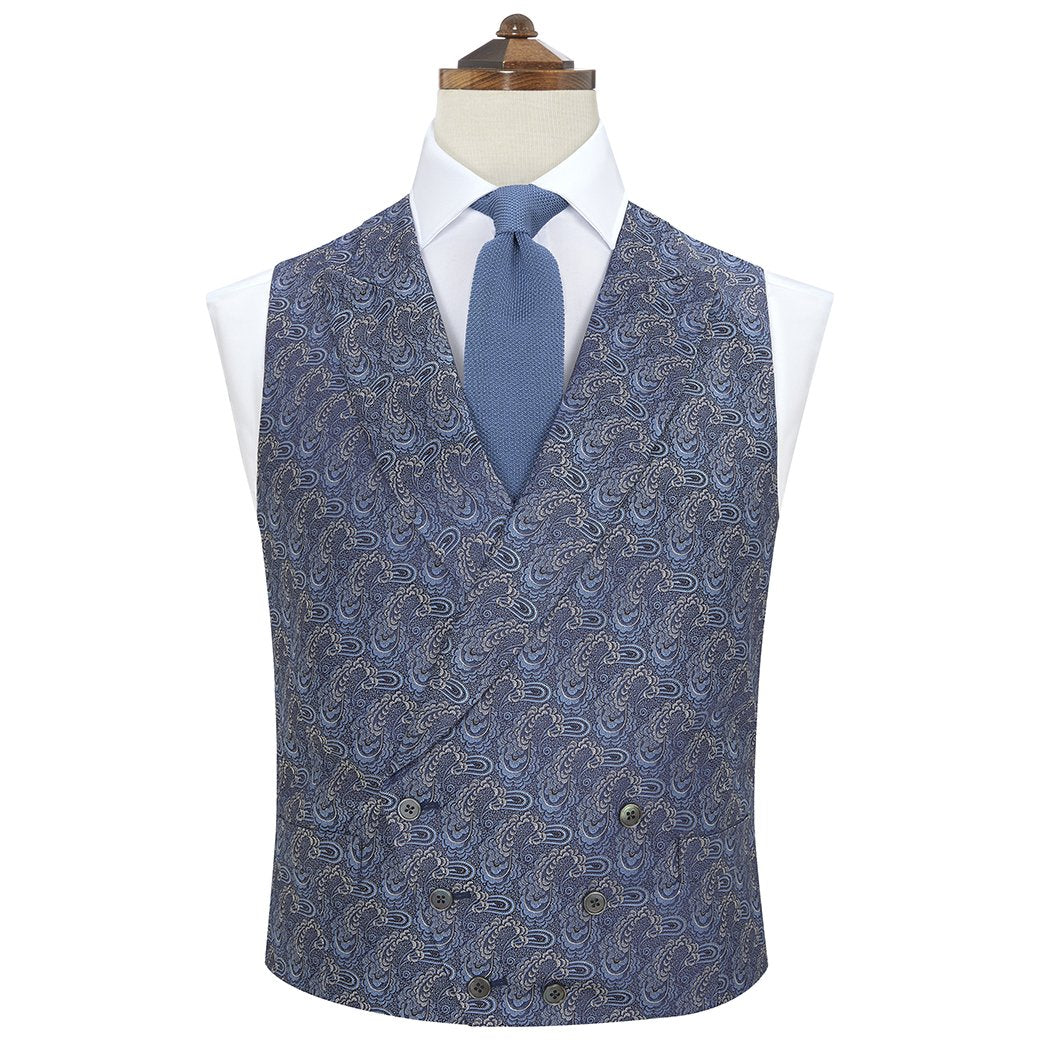 Stylish Hamish Navy Blue Paisley Waistcoat for Men | Vintage Formal Vest | Perfect for Weddings, Parties & Business Events