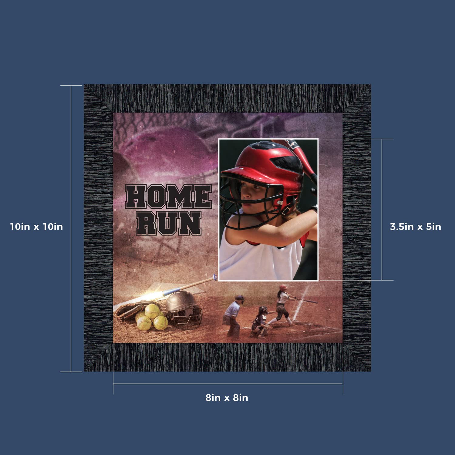 Home Run Softball Picture Frame 6365CH - Perfect for Displaying Sports Memories, Team Photos, and Game Day Moments