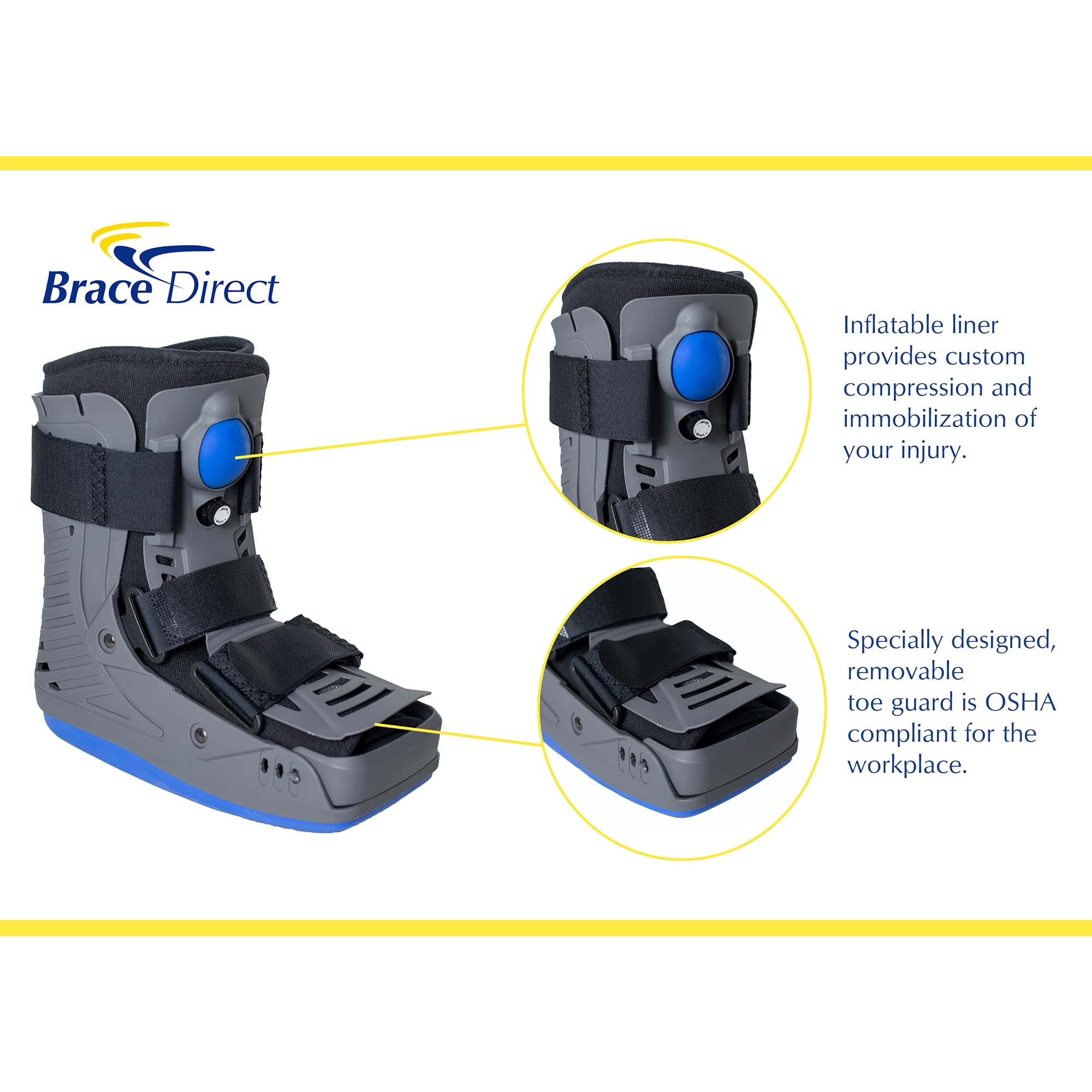 Brace Direct Full Shell Walking Boot for Ankle Support & Recovery + Foot & Ankle Ice Wrap – Ideal for Sprains, Fractures & Post-Surgery Rehabilitation