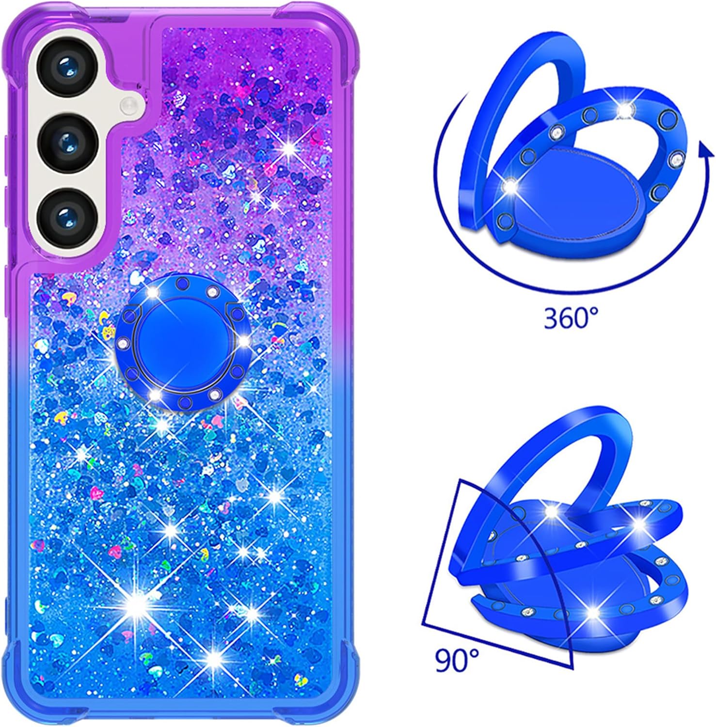 Samsung Galaxy S25 Plus Case with Glitter Design, Kickstand & Gradient Quicksand Texture - Perfect for Everyday Protection & Hands-Free Viewing