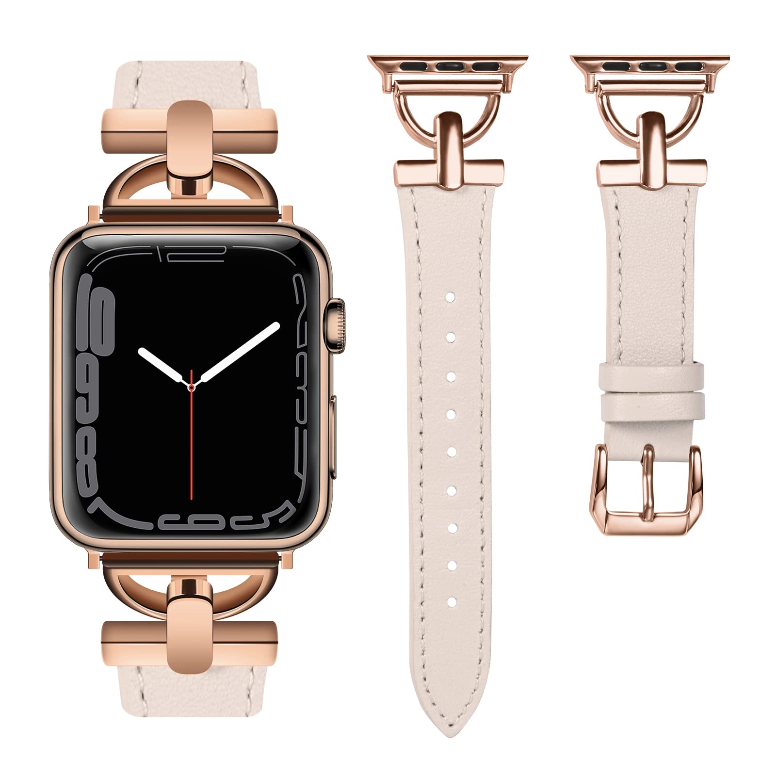 Premium Genuine Leather Band for Apple Watch - Compatible with Series 10/9/8/Ultra/SE/7/6/5/4/3/2/1 (38mm-49mm) - Elegant Dressy Strap for Women & Men - Perfect for Business, Formal Events & Everyday Wear