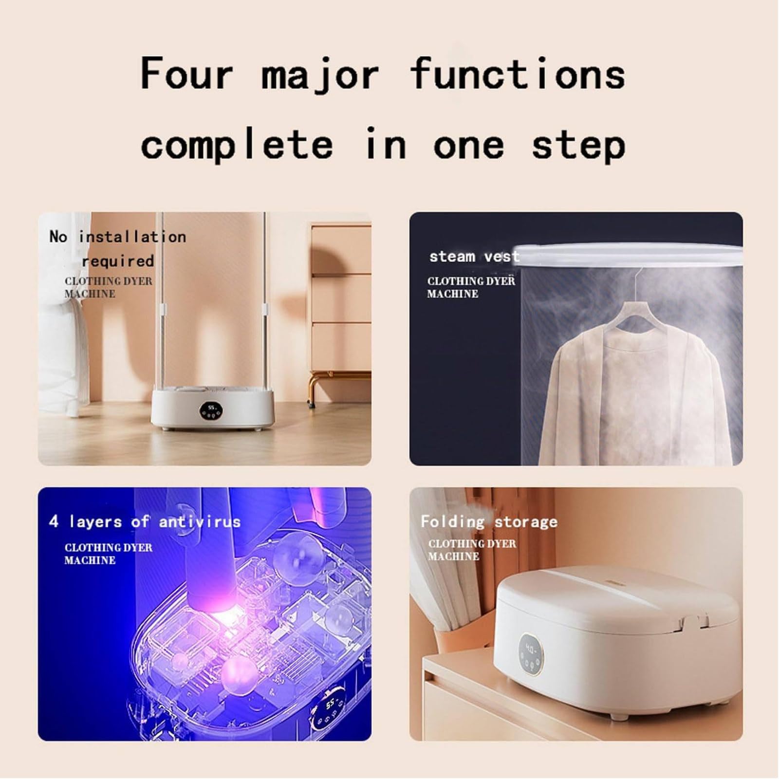 360° Hot Air Circulation Portable Dryer - Intelligent Programmed Disinfection & Drying, Foldable Steam Hanger for Clothes & Fabrics - Perfect for Travel, Apartments & Small Spaces