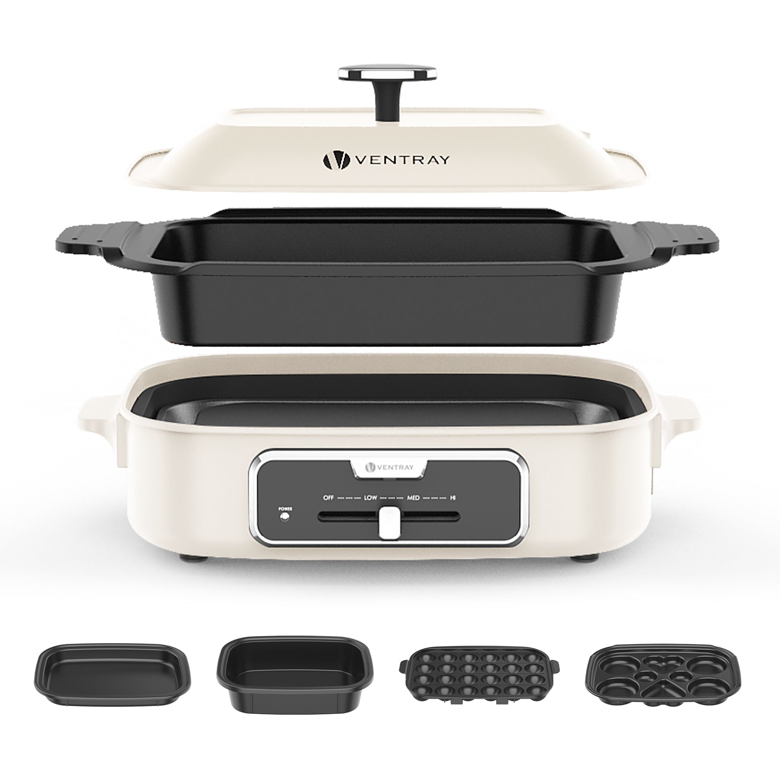 EL GRILL Electric Indoor Grill Set with 5 Nonstick Pans - Perfect for Healthy Cooking, Grilling Steaks, Burgers & Vegetables at Home or Office