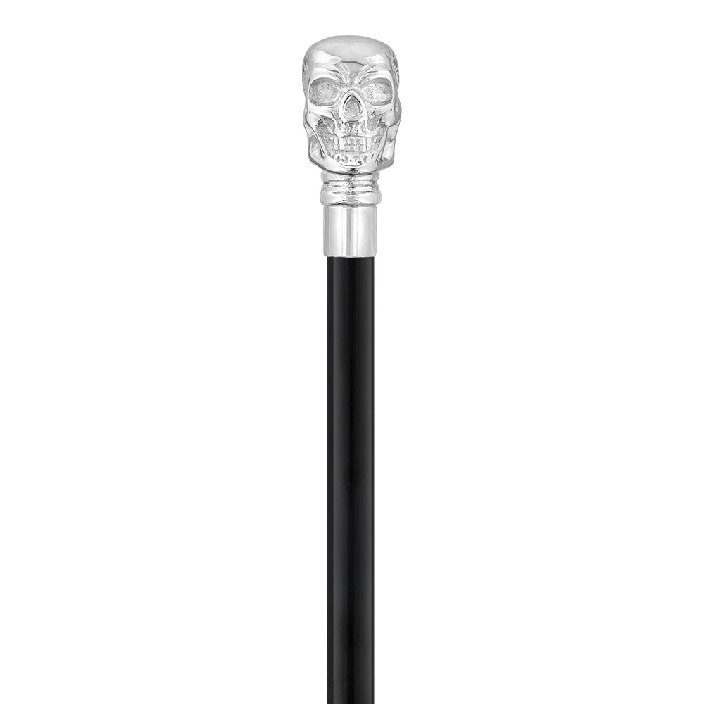 Premium Skull Design Chrome Brass Walking Cane - Laser Etched Custom Shaft for Men & Women - Ideal for Fashion Accessory, Cosplay, Halloween Costume, and Mobility Support
