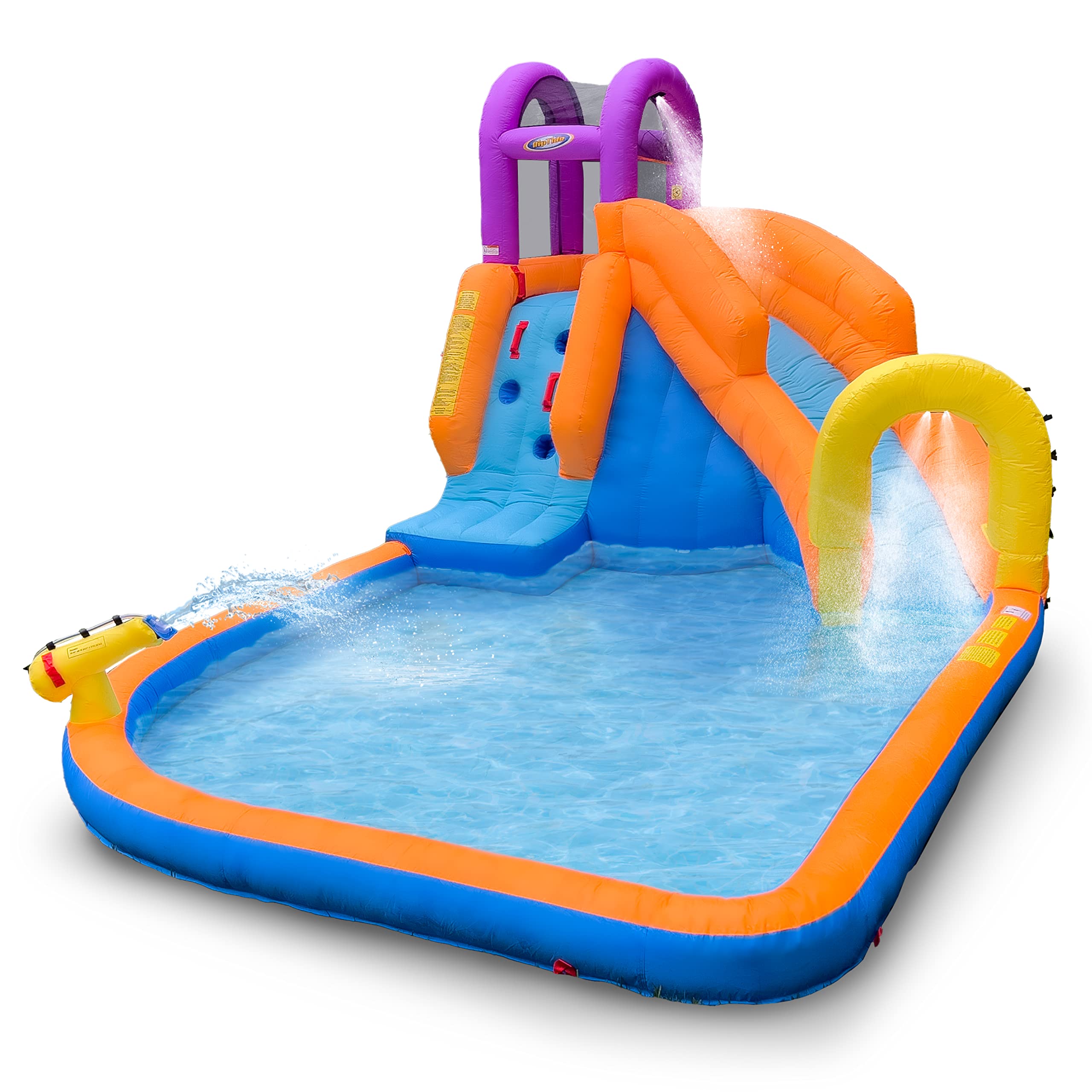 Mega Tornado Twist Inflatable Water Slide for Kids - Outdoor Water Park with Slides, Climbing Wall, Water Cannon & Splash Pool - Ages 5+ - Includes Blower - Perfect for Backyard Summer Parties, Birthday Celebrations & Family Fun