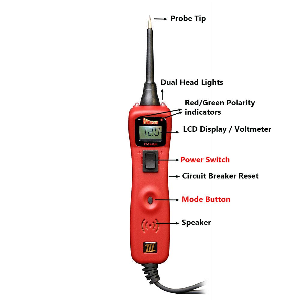 Power Probe III Clamshell - Red (PP3CSRED) | Automotive Diagnostic Test Tool with Digital Volt Meter | AC/DC Current Resistance & Circuit Tester | Perfect for Car Repair & Electrical Troubleshooting