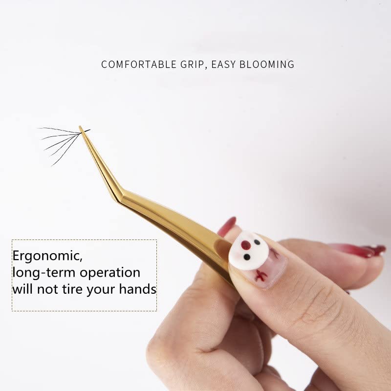 7PCS Professional Eyelash Extension Tweezers Set - Gold Precision Tongs for Lash Extensions, Nail Art & Makeup Tools (D 7pcs) - Perfect for Salon, Spa & Home Use