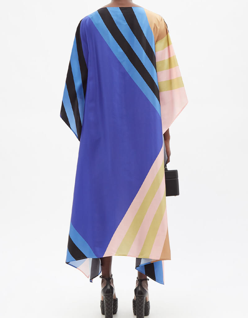 Luxury Blue Satin Silk Kaftan Dress for Women - Elegant Soft Loungewear & Beach Cover Up - Perfect for Spa Days, Vacation Wear and Summer Evenings