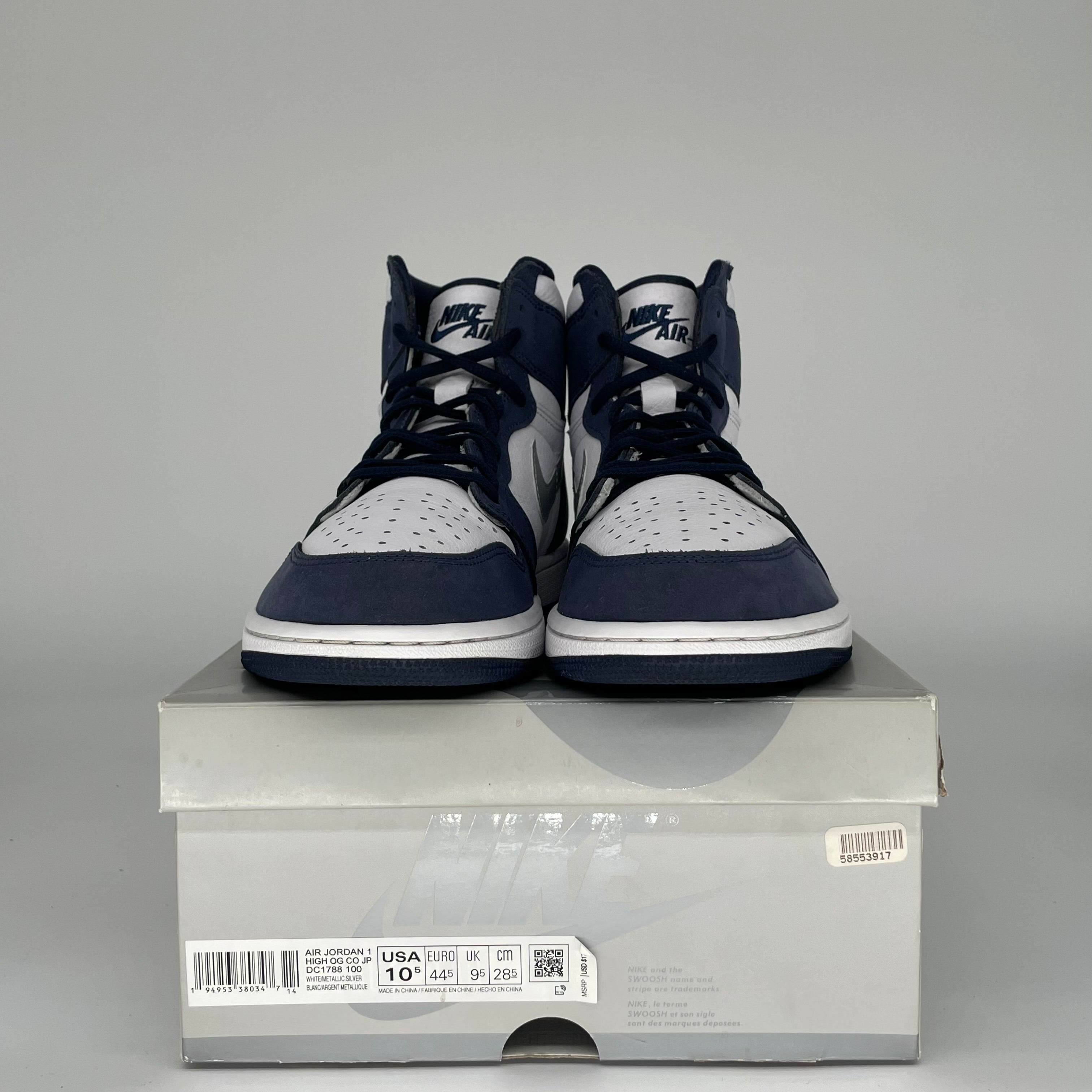 Original Air Jordan 1 CO Japan Midnight Navy Men's Sneakers Size 10.5 (DC1788-100) - Retro Basketball Shoes for Streetwear & Casual Outfits