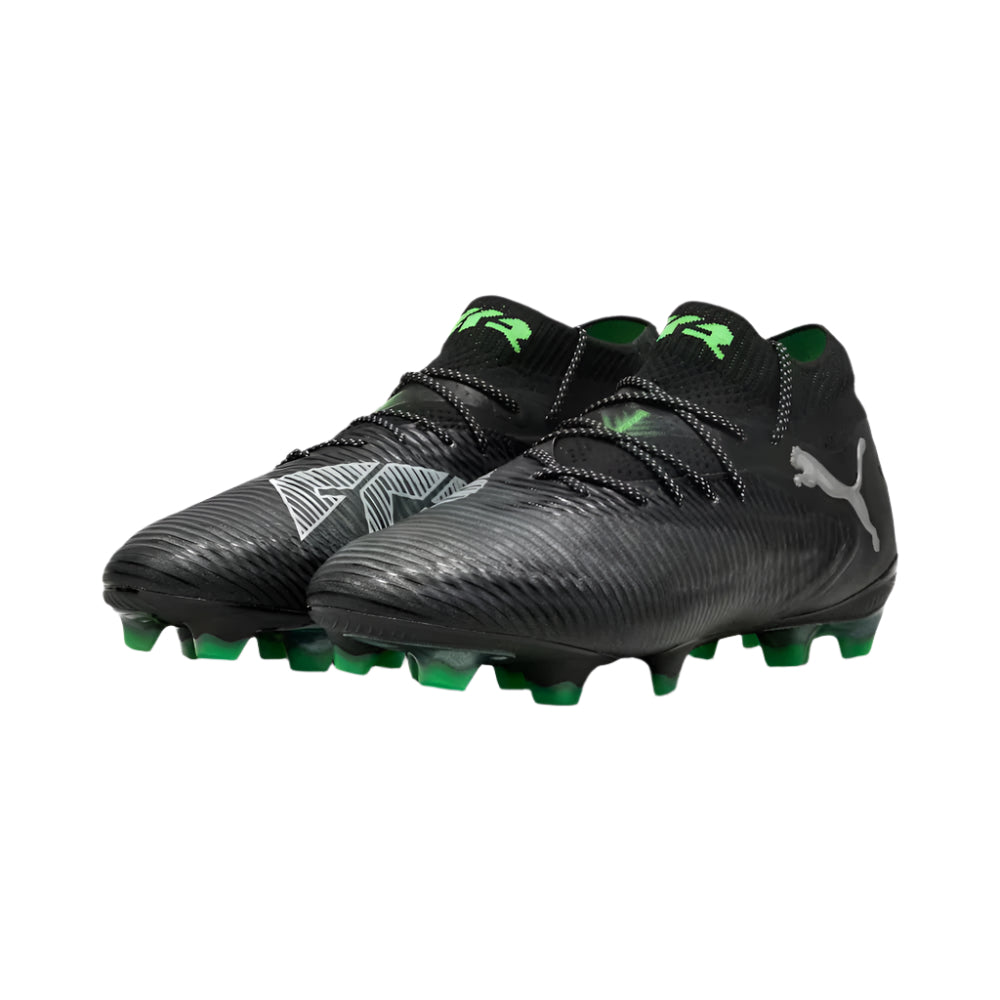 Puma Future 8 Ultimate FG Football Boots for Men - Black/Grey/Fluo Green Soccer Cleats - Lightweight & Comfortable for Professional Matches & Training Sessions