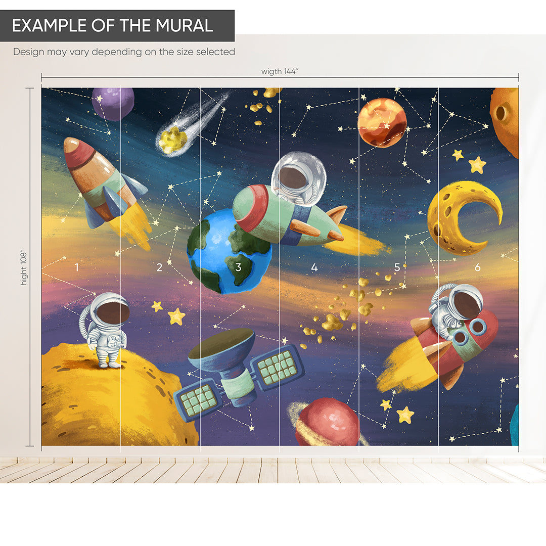 Vibrant Colorful Bright Space Wall Mural WM074 - Perfect for Kids' Rooms, Nurseries & Playroom Decor